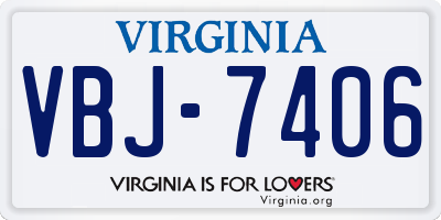 VA license plate VBJ7406
