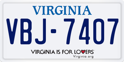 VA license plate VBJ7407