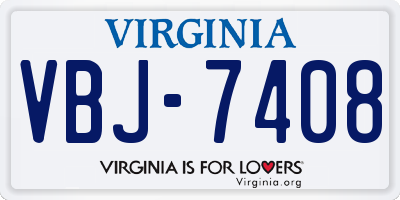 VA license plate VBJ7408