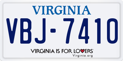 VA license plate VBJ7410