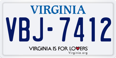 VA license plate VBJ7412