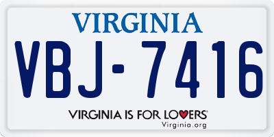 VA license plate VBJ7416