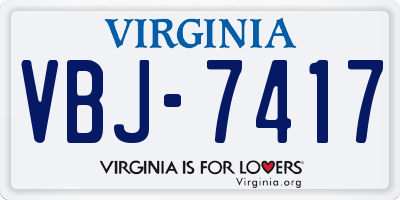 VA license plate VBJ7417