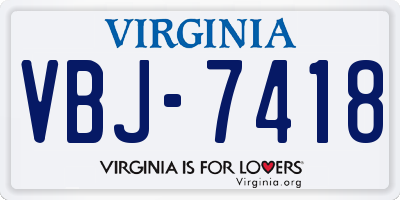 VA license plate VBJ7418
