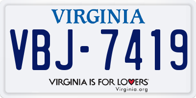 VA license plate VBJ7419