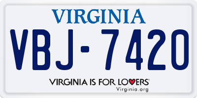VA license plate VBJ7420