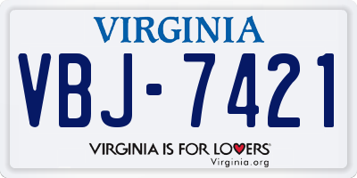 VA license plate VBJ7421