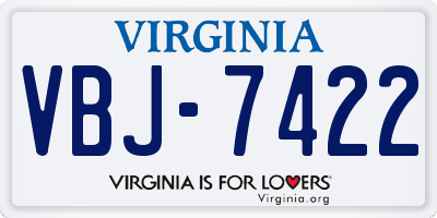 VA license plate VBJ7422