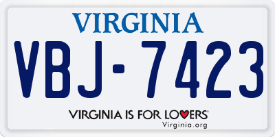 VA license plate VBJ7423