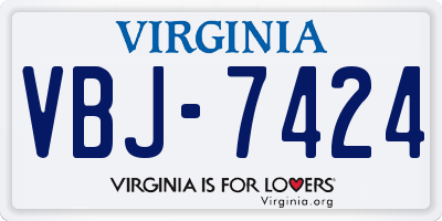 VA license plate VBJ7424