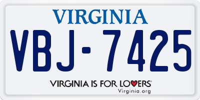 VA license plate VBJ7425