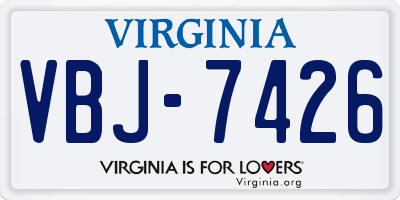 VA license plate VBJ7426