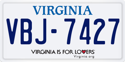 VA license plate VBJ7427