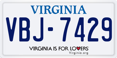 VA license plate VBJ7429