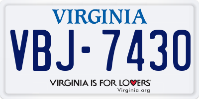 VA license plate VBJ7430