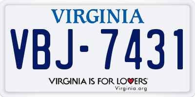 VA license plate VBJ7431