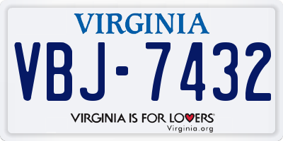 VA license plate VBJ7432