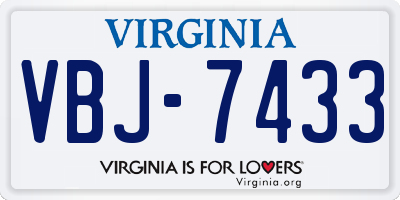 VA license plate VBJ7433