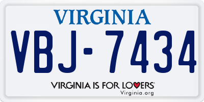 VA license plate VBJ7434