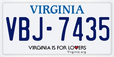 VA license plate VBJ7435
