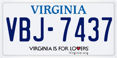 VA license plate VBJ7437