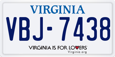 VA license plate VBJ7438