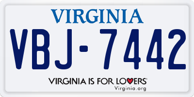 VA license plate VBJ7442
