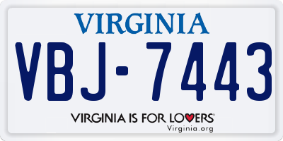 VA license plate VBJ7443