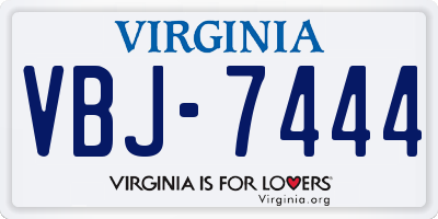 VA license plate VBJ7444