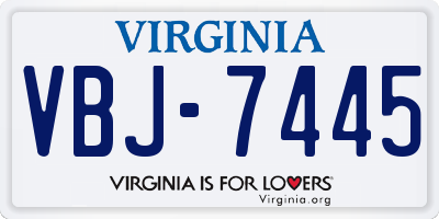 VA license plate VBJ7445