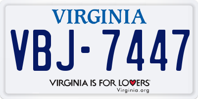 VA license plate VBJ7447