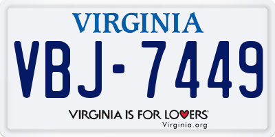 VA license plate VBJ7449