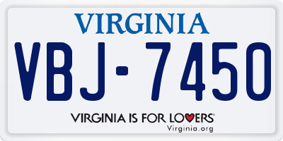 VA license plate VBJ7450