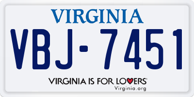 VA license plate VBJ7451