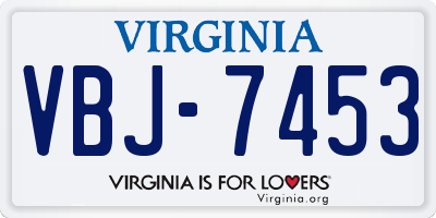 VA license plate VBJ7453