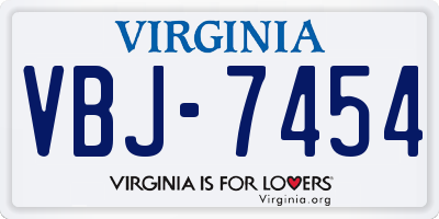 VA license plate VBJ7454