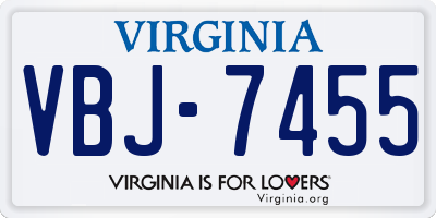 VA license plate VBJ7455