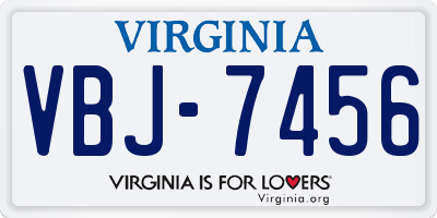 VA license plate VBJ7456