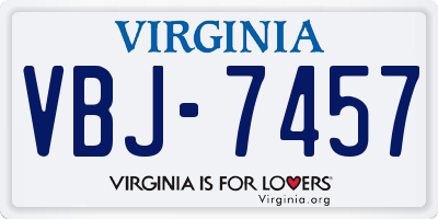 VA license plate VBJ7457