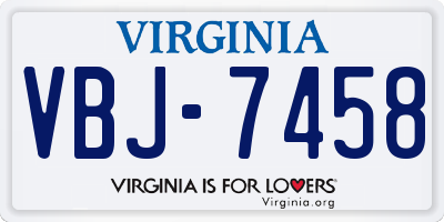 VA license plate VBJ7458
