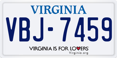 VA license plate VBJ7459