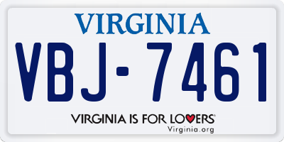VA license plate VBJ7461