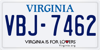VA license plate VBJ7462