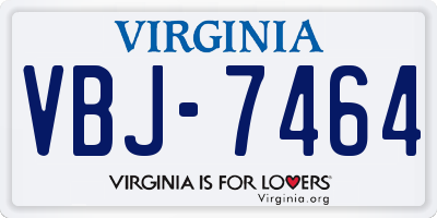 VA license plate VBJ7464