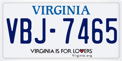 VA license plate VBJ7465