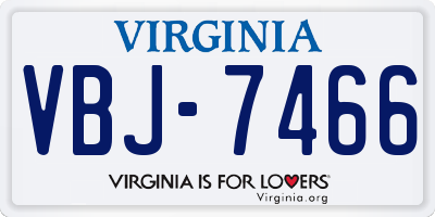 VA license plate VBJ7466
