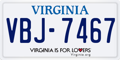 VA license plate VBJ7467