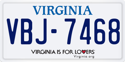 VA license plate VBJ7468