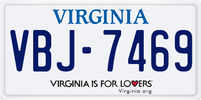 VA license plate VBJ7469