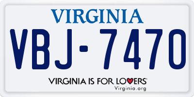 VA license plate VBJ7470
